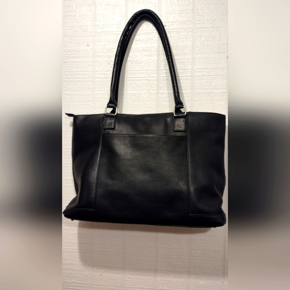 Royce Black Leather Laptop Tote Bag